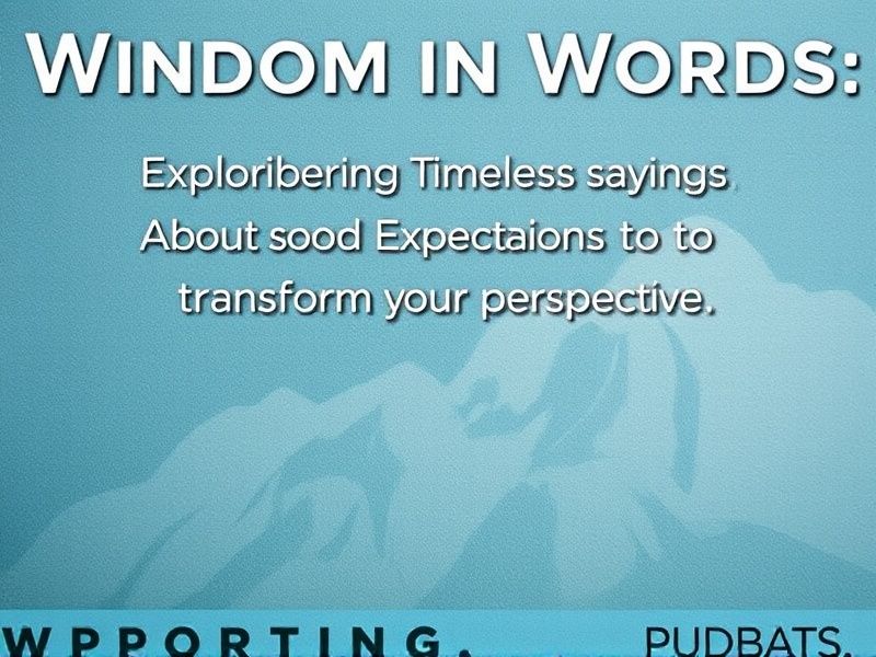 Wisdom in Words: Exploring Timeless Sayings About Expectations to Transform Your Perspective